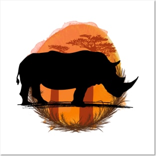 Rhino Silhouette - Savannah Posters and Art